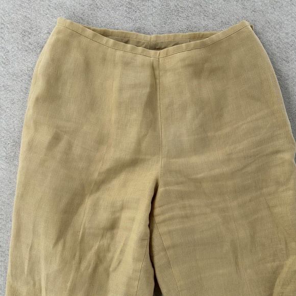 Talbots 100% Irish Linen Pants Womens 6 Tan‎ Career Flat Front Straight Trouser - Picture 3 of 13